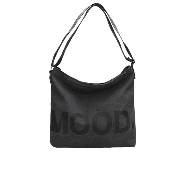 “Mood” cute canvas tote bad. Black with adjustable strap. New with tags. - Picture 2 of 7